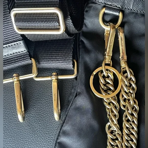 Authenticated Bundle Prada Crossbody Bag Charm & Wallet. Gold Tone Hardware - Picture 10 of 17